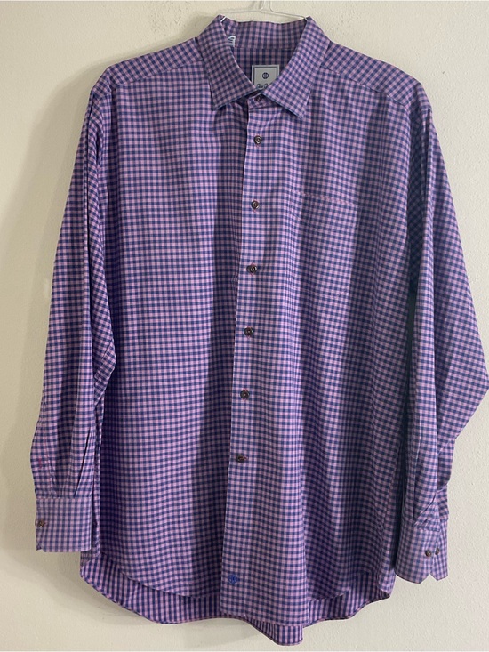 David Donahue Other - David Donahue Gingham Plaid Dress Shirt Mens Size XXL Pink Blue Cotton Luxury